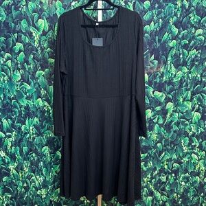 Black Long Sleeve Knit Ribbed Dress size 2XL
